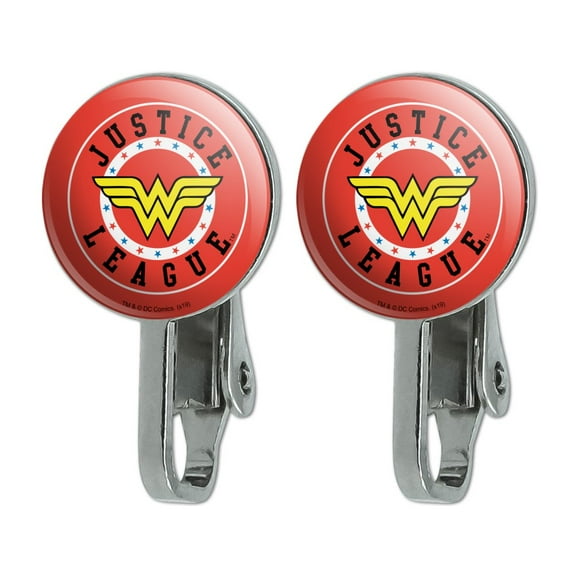Justice League Wonder Woman Athletic Logo Novelty Clip-On Stud Earrings