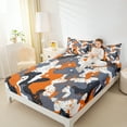 thumbnail image 4 of Homewish Retro Camo Bed Sheets,Vintage Camouflage King Sheets,Orange Splashing Ink Sheet Set For Boys Kids,Luxury Bedroom Decor,4pcs, 4 of 7