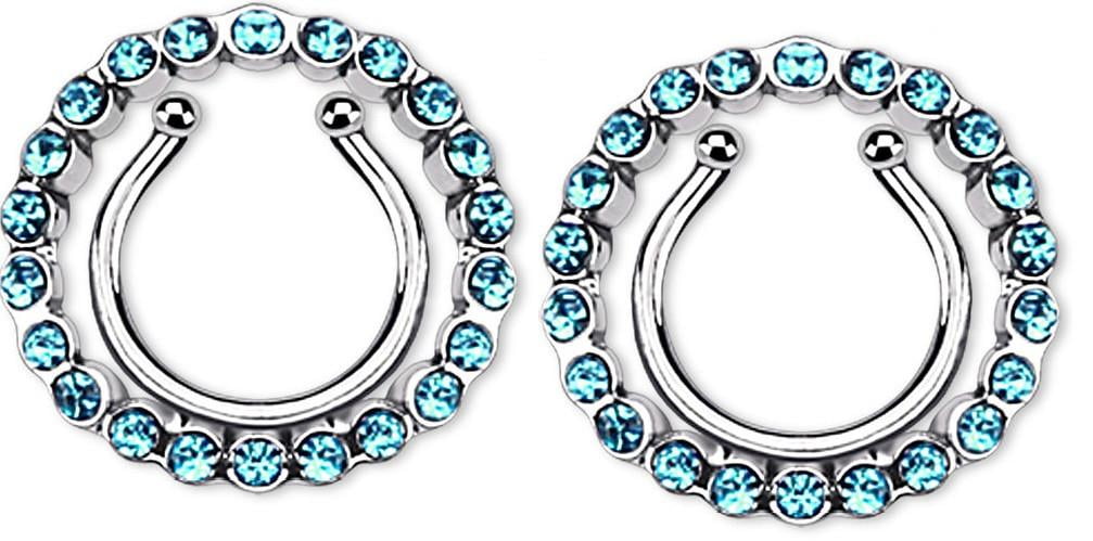 Nipple Rings non pierce pair Clip On Nipple Ring with Multi Paved Gem Circle