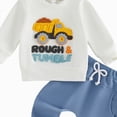 thumbnail image 4 of HCNTES Baby Boy Winter Clothes Boy Clothes 6 12 18 24 Months 2T 3T Construction Dump Truck Embroidered Sweatshirt + Blue Harem Jogger Pants Boys Clothing Sets, 4 of 4