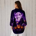 thumbnail image 2 of Nyfairy Plus Size Women's Halloween Print Long Sleeve Button Down Casual Shirt, 2 of 5