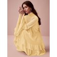 thumbnail image 6 of Womens Yellow High-Neck Flare Sleeve Ruffle Hem Mini Dress, 6 of 30