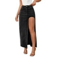 thumbnail image 2 of TMOYZQ Women's High Waist Denim Skirt Split Zip Up Jean Skirt Casual Pencil Jean Maxi Skirt with Pockets, 2 of 9