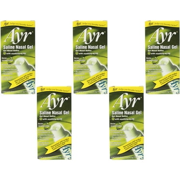 5 Pack- Ayr Saline Nasal Gel with Soothing Aloe 0.50 oz Each