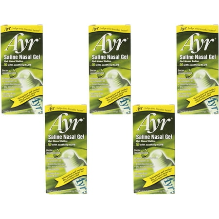 5 Pack- Ayr Saline Nasal Gel with Soothing Aloe 0.50 oz Each