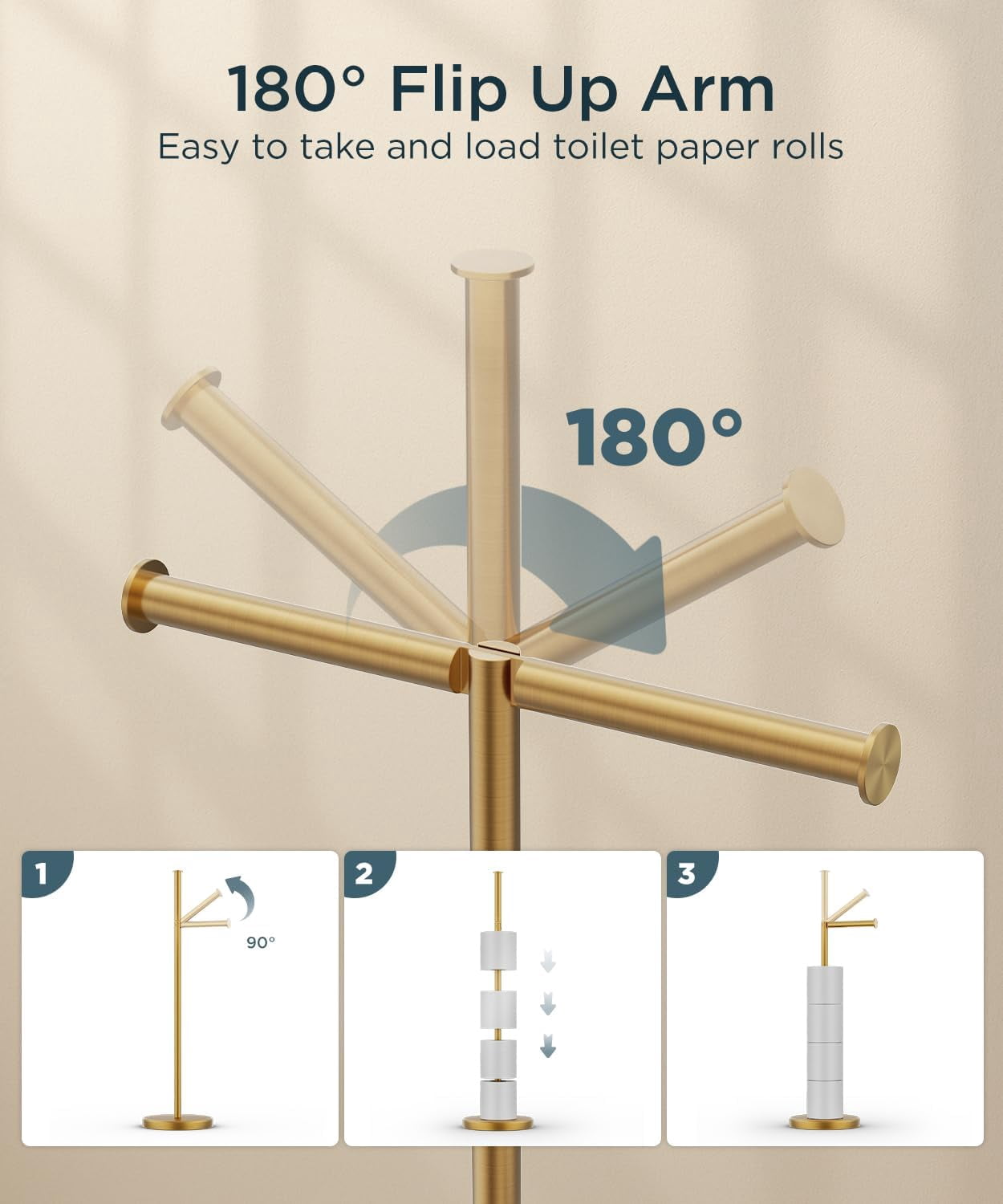 Toilet Paper Holder Stand, Modern Freestanding Tissue Roll Holder for Bathroom, Durable SUS 304 Stainless Steel and Weighted Base Toilet Paper Stand, Storage for 4 Rolls, Oil Rubbed Bronze