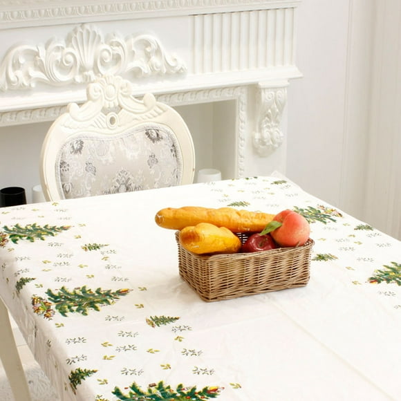 2pcs 43"x70" Christmas Disposable Tablecloth Festive Cartoon Rectangle Table Cloth PVC Xmas Dining Table Cover