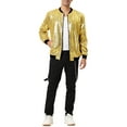 thumbnail image 2 of MODA NOVA Big & Tall Men's Glitter Long Sleeve Zipper up Short Bomber Jacket, 2 of 4