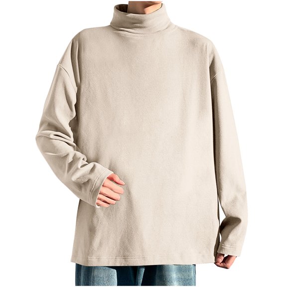 Jeadar Men's Solid Turtleneck Long Sleeve Base Layer Top, Loose Fit Soft Thermal Casual Undershirt for Autumn Winter Daily Layering