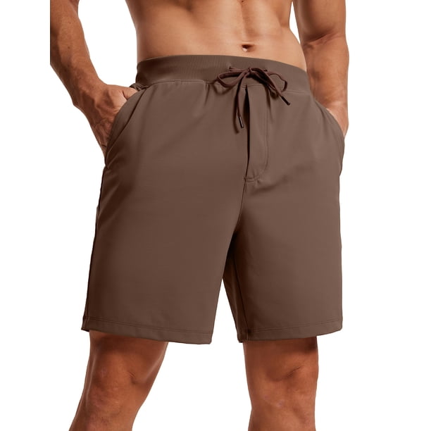 Shorts CRZ YOGA para Hombre 7" con Elasticidad Cuádruple Verde Oliva Oscuro Talle M