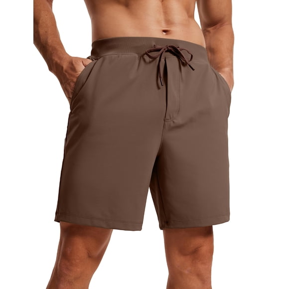 Shorts CRZ YOGA para Hombre 7" con Elasticidad Cuádruple Verde Oliva Oscuro Talle M