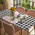 thumbnail image 3 of Easter Table Cloths for 5 Foot Rectangle Tables, Spring Rabbits Ears Feet Wildflowers Black Plaid Patio Waterproof Elastic Fitted Tablecloths, Washable Rectangular Table Cover for Camping, 3 of 8