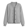 thumbnail image 5 of BRGZLK Button Down Sweatshirt Jacket for Women Casual Trendy Long Sleeve Open Front Cardigan Sweatshirts with Pockets Fall Winter Oversized Outfits 2026 Gray XL, 5 of 9