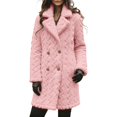 thumbnail image 2 of Women's 2025 Winter Double Breasted Plush Coat, Mid-Length Fleece Lined Trench Coat, Lapel Collar Warm Outerwear, Soft Faux Shearling Jacket, Elegant Cold Weather Protection Light Pink L, 2 of 5