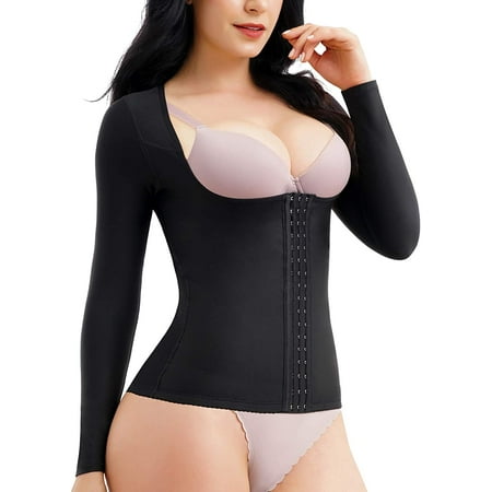 

Nebility Women Waist Trainer Shapewear Tummy Control Corset Arm Slimmer Body Shaper Post Surgery Compression Top(Black OOL)