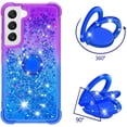 thumbnail image 3 of Clear Case for Samsung Galaxy S23 with Kickstand for Girls Women, Liquid Glitter Sparkle Bling Cute Case Gradient Quicksand Cover for Samsung Galaxy S23 JB Purple Navy, 3 of 14