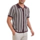 thumbnail image 4 of Polo de punto a rayas INSPIRE CHIC para hombres, camisetas de polo de manga corta con botones, jacquard, L marrón claro, 4 of 6