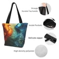 thumbnail image 4 of Pofeuu Red And Blue Fire Peacock Print Women Fashion Shoulder Handbags Top Handle Satchel Bags Tote Shoulder Shopping Bag Stylish Canvas Tote Bag, 4 of 6