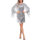 thumbnail image 4 of Vestido de lujo con lentejuelas brillantes y flecos y borlas de manga larga para mujer, vestido de cumpleaños sexy para fiesta, graduación, festivales, vestidos cortos negros, 4 of 4