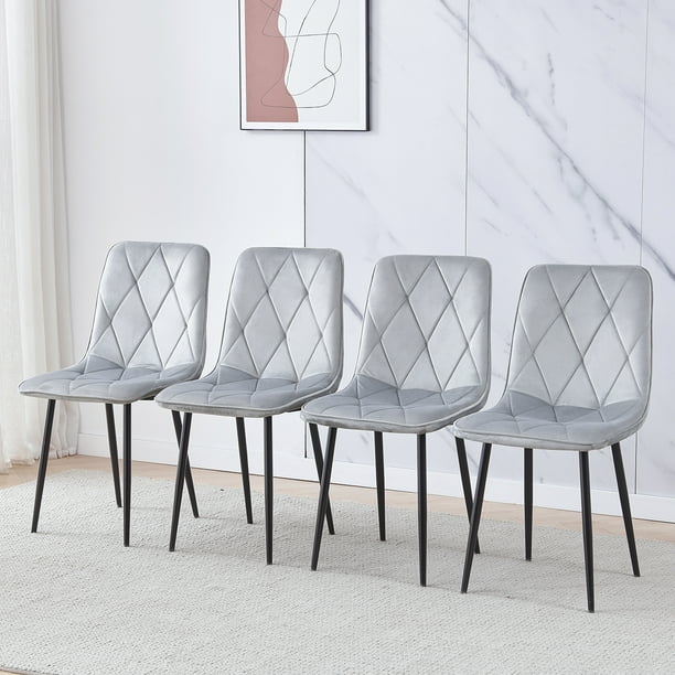 Set of 4 Modern Dining Room Chairs Velvet Fabric Upholstered Kitchen