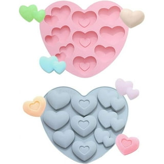Herbher Pink Heart Shape Silicone Molds Set of 2 with 24 Cavities