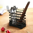 thumbnail image 2 of Taotanxi Utensil Holder, Stainless Steel Utensil Drying Rack with Drain Tray, Kitchen Counter Drainer Basket Silverware Cutlery Flatware Holder Forks, Knives, Spoons, Chopsticks Organizer (Bronze), 2 of 6
