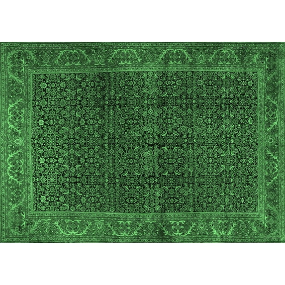 Ahgly Company Indoor Rectangle Persian Emerald Green Traditional Area Rugs, 5' x 7'