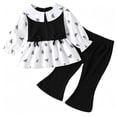 thumbnail image 6 of asjyhkr Fall Outfits for Kids Girls 2 Piece Vacation Casual Tops Ribbed Flare Leg Pants Birthday Clothes for Daily Wear(18-24 Months,Black), 6 of 6