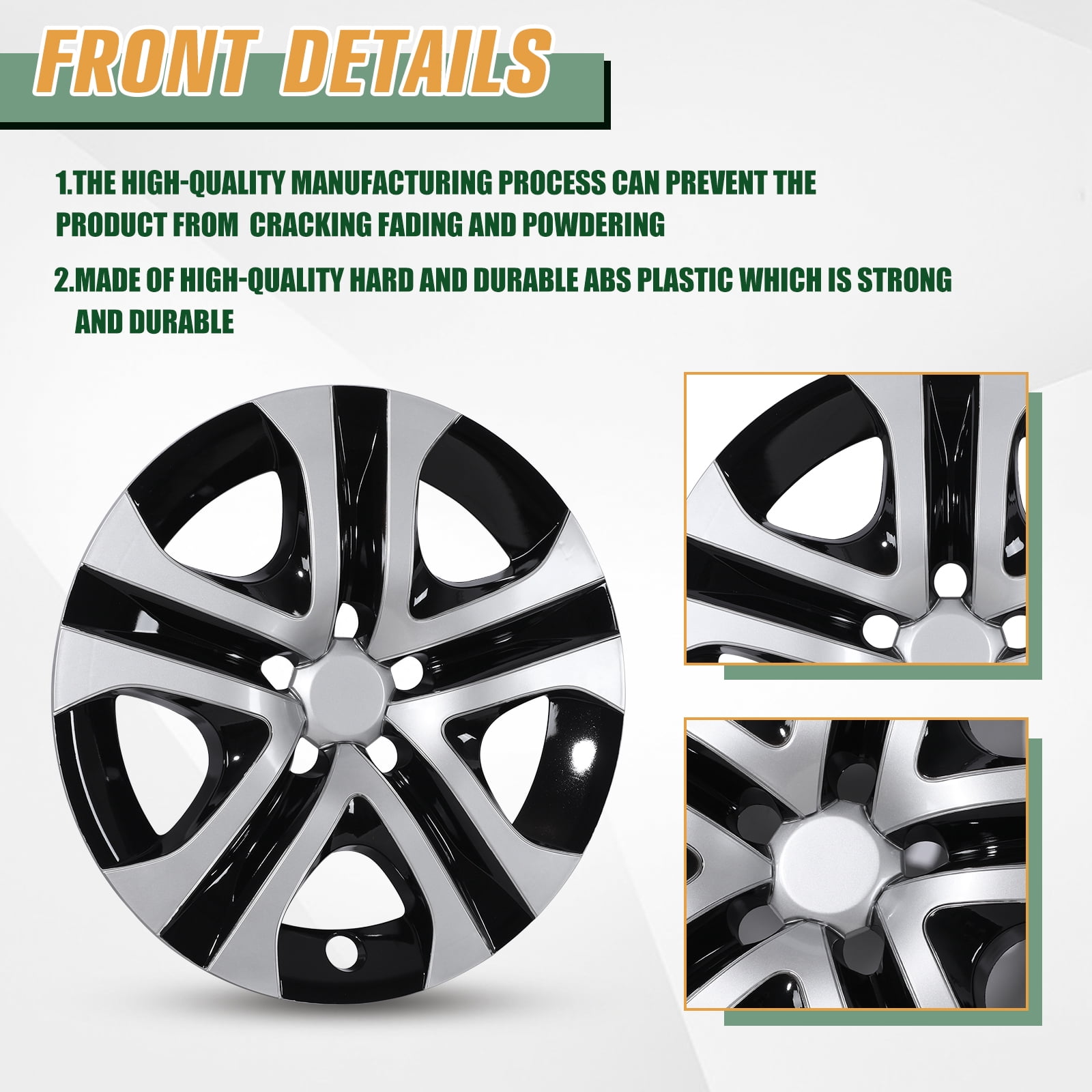17 inch Set of 4 Wheel Covers Hubcaps Fits for 2013-2018 Toyota Rav4,Heavy Duty PP Material,Silver Lacquer & Black Lacquer