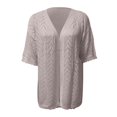 thumbnail image 4 of DHFJKG Women Summer Swimwear Cover-Ups Half Sleeve Boho Knitted Cardigan Lightweight Solid Color Fashion Beach Vacation Clothes Versatile Beachwear, 4 of 5