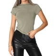 thumbnail image 3 of Women'S Casual Basic Going Out Crop Tops Slim Fit Short Sleeve Crew Neck Tight T Shirts Short Sleeve No.117 S, 3 of 8