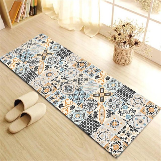 HAHDAXIA Nordic Kitchen Rug Carpet Floor Mat Mats Kawaii Retro Cushioned Runner Bath Modern Long Traditional Washable Light Flower Fabric (Color : Kitchen Rug 14, Size : 50cm X 160cm)