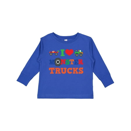 

Inktastic I Love Monster Trucks Boys or Girls Long Sleeve Toddler T-Shirt