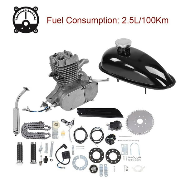 Qiilu Motorized Bike Engine Kit, Motor Engine Bike Kit,50CC Bicycle Engine Kit 2-Stroke Gas Motorized Motor Bike Kit