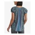 thumbnail image 2 of LUCKY BRAND Womens Green Floral Short Sleeve V Neck Top  Size: XS, 2 of 4