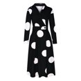 thumbnail image 4 of IROINNID Maxi Dress for Women Turn-down Collar Long Sleeve Waist Printed Long Dresses ,Black, 4 of 6
