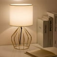thumbnail image 4 of Haitral 13.8” Hollowed Diamond Gold Table Lamp with White Fabric Shade, 4 of 7