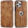 thumbnail image 1 of LEDEX Leather Magnetic Slim Flip Case with Two Card Holders RFID Blocking Shockproof Kickstand Cover for iPhone 13 Pro (Brown), 1 of 5