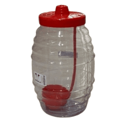 3-Gallon Clear Plastic Beverage Dispenser with Red Lid and Ladle