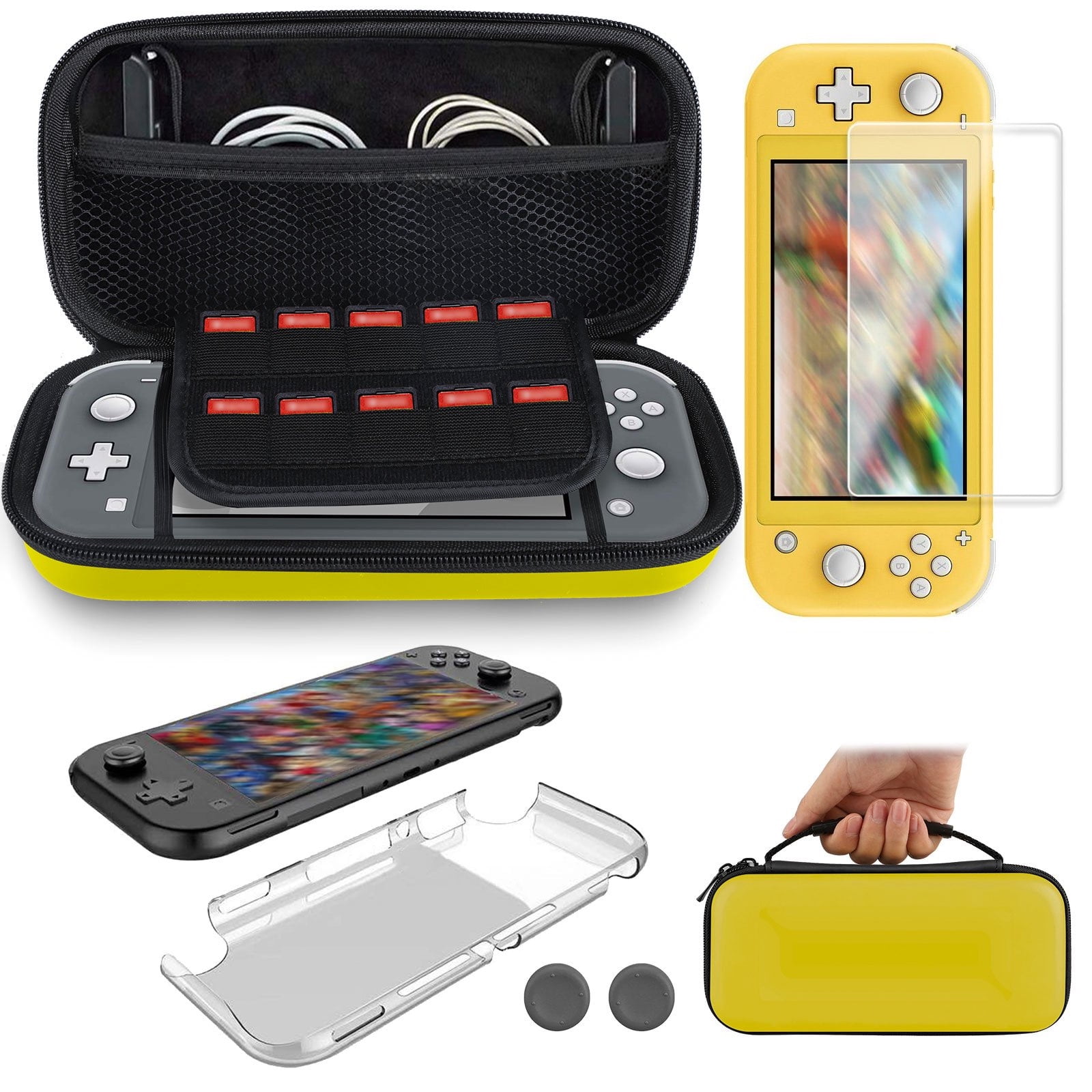 5-in-1 Carry Case Fit for Nintendo EEEkit Accessories Kit with Hard Shell Protective Carrying Travel Bag, Clear Cover Case, Screen Protector, Thumb Caps, 10 Game Slots - Walmart.com