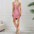 thumbnail image 4 of Womens Off Shoulder Dress Pink Sequin Dress Formal Dress Women Winter Dresses, 4 of 6
