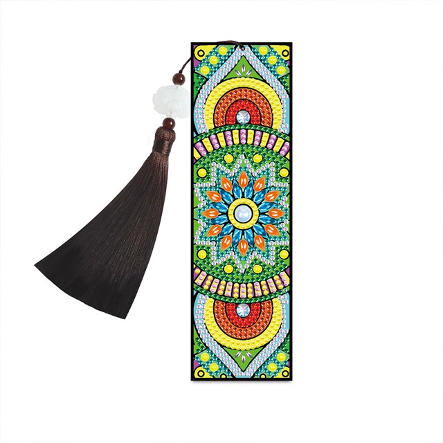 Cuadros Decorativos 5D DIY diamante pintura marcapáginas Mandala mosaico borla libro manualidades (F Tmvgtek embutido en tela