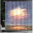 thumbnail image 4 of Ambesonne Landscape Shower Curtain, Beaming Sun Clouds, 69"Wx84"L, Blue Orange, 4 of 5