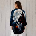 thumbnail image 2 of Nyfairy Plus Size Women's Halloween Print Long Sleeve Button Down Casual Shirt, 2 of 5