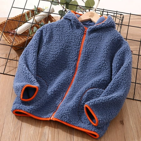 

Sweater For Child Toddler Boys Girls Long Sleeve Winter Solid Hooded Zippered Jacket Thicken Warm Outwear Coat