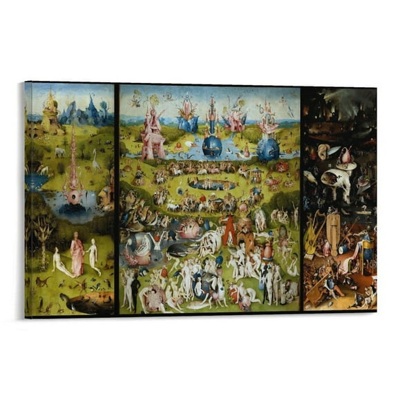 Hieronymus Bosch Notable Work The Garden of Earthly Delights Painting Art Poster Retro Poster Canvas Poster Wall Art Picture Prints Hanging Photo Gift Decor Home Posters Artworks 16x24inch(40x60cm)