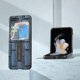 thumbnail image 2 of Funda de cuero genuino con textura Mahjong y soporte para Samsung Galaxy Z Flip5 (azul), 2 of 5