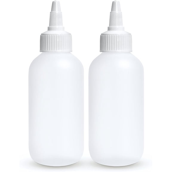 BRIGHTFROM Condiment Squeeze Bottles - 4 OZ Squirt Empty Bottles, Twist Top Cap, Leak Proof - Great for Ketchup, Mustard, Syrup, Sauces, Dressing, Oil, Arts and Crafts, BPA-FREE Plastic - Pack of 2