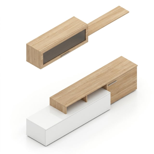 Centro de Entretenimiento para TV 55” Color Madera Estilo Escandinavo, Mueble Organizador Moderno cafe