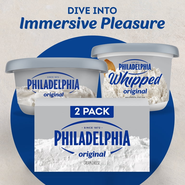 Philadelphia Cream Cheese, 2 Blocks, for Recipes and Baking